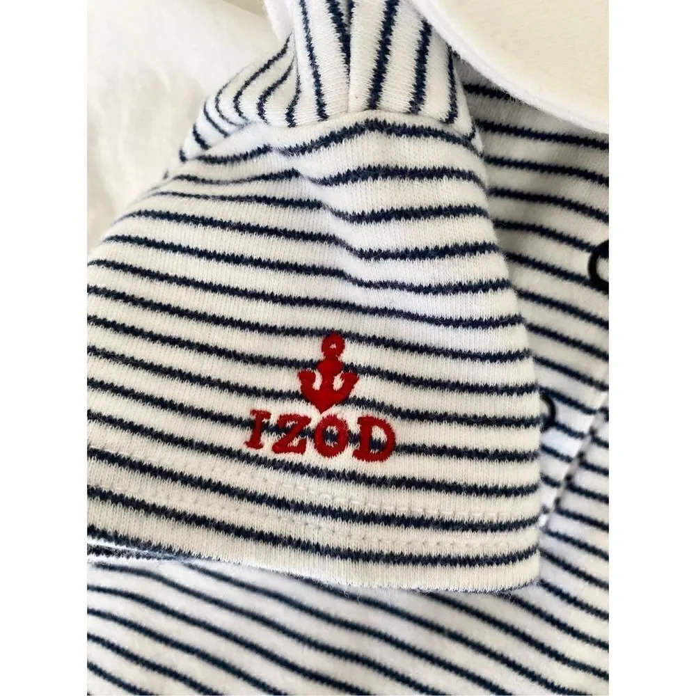 Izod Toddler Sailor-girl Bodysuit Top Sz:12m